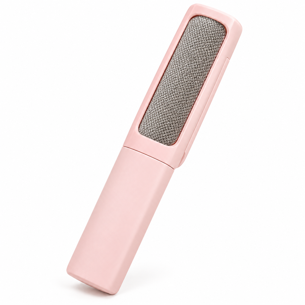 Pink reusable self-cleaning pet hair remover
