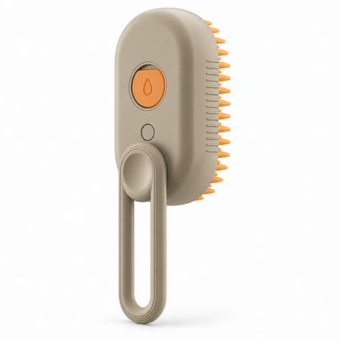 Milk brown SteamCare 3-in-1 pet grooming brush